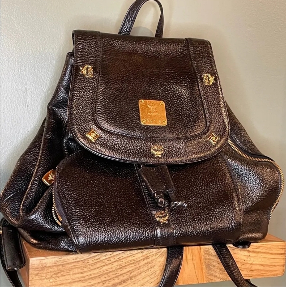 Authentic Pre-loved MCM Black Drawstring small backpack